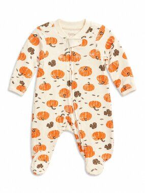 NWT Carter’s Baby Boy Footed Sleeper Pumpkin Fall Zip Pajamas